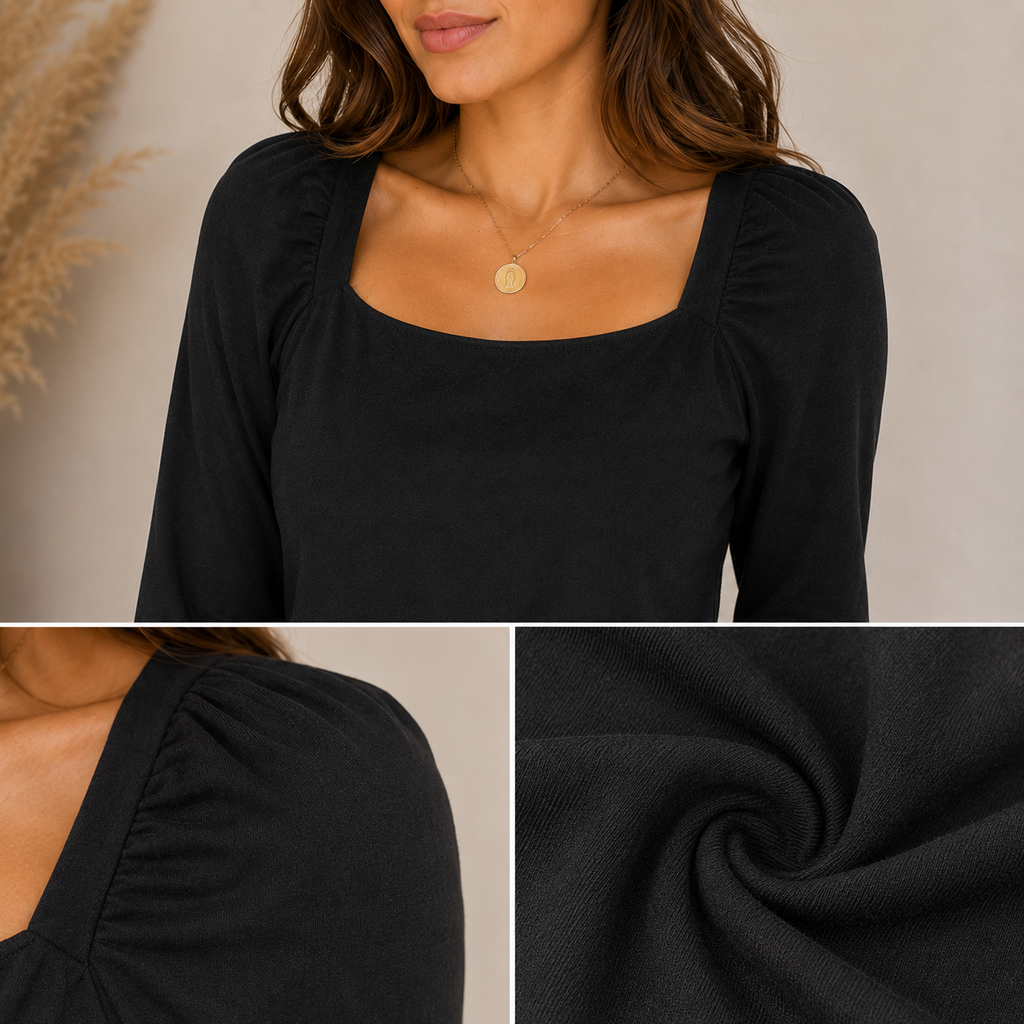Polera Amelie Manga Larga Escote Cuadrado