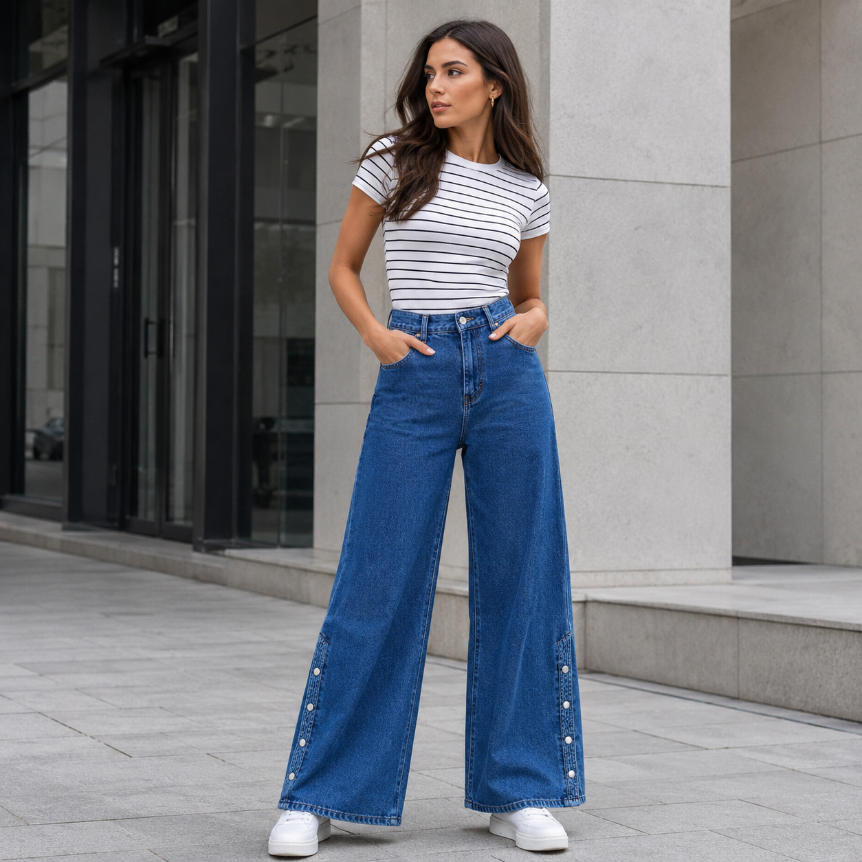 TACHAS JEANS MUJER PALAZZO