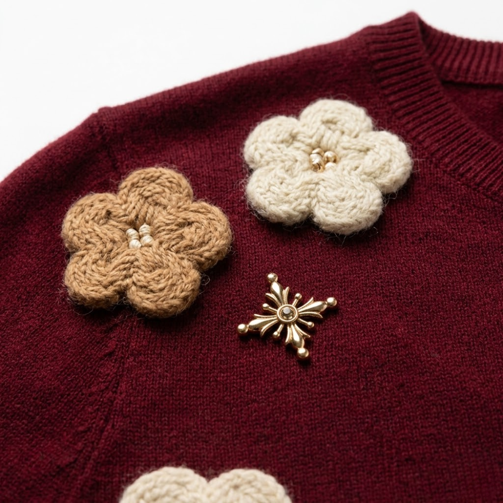 Sweater Bordado Flores Mujer