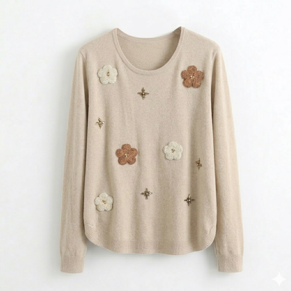 Sweater Bordado Flores Mujer