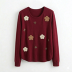 Sweater Bordado Flores Mujer