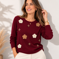 Sweater Bordado Flores Mujer