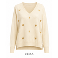 Sweater V Corazones Gold